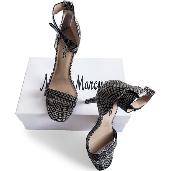 Neiman Marcus Yani Snake-Print Ankle Strap Sandal - Picture 1 of 6